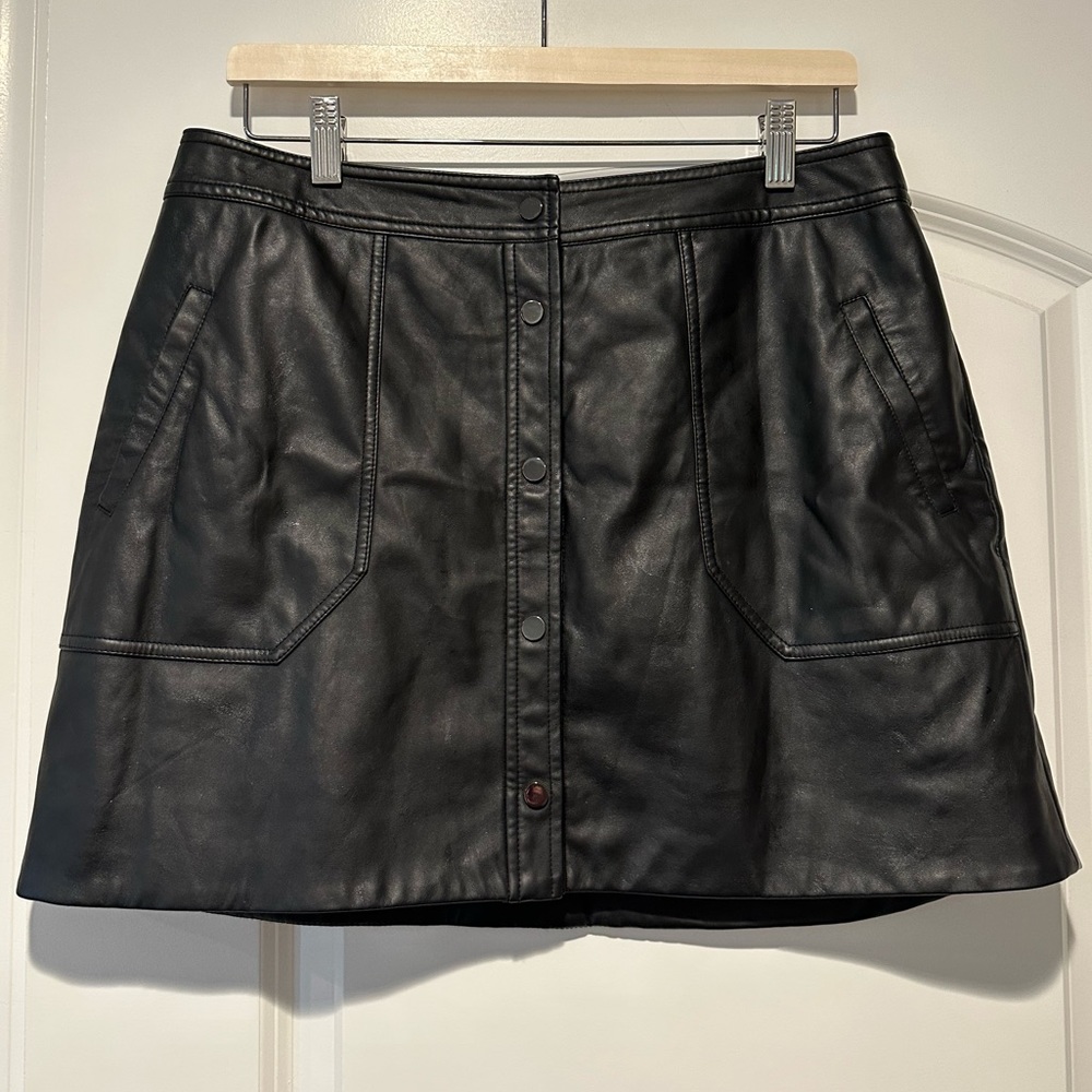 Trouvé Faux Leather Button Up Skirt